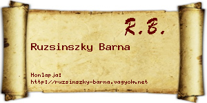 Ruzsinszky Barna névjegykártya